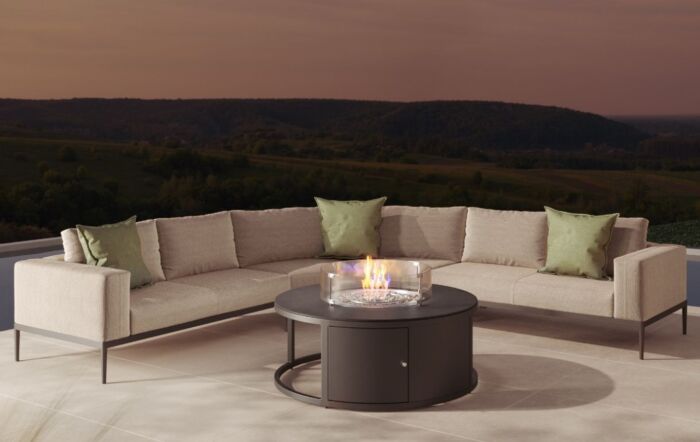 Maze Eve Grande Corner Sofa Set With Firepit - Oatmeal