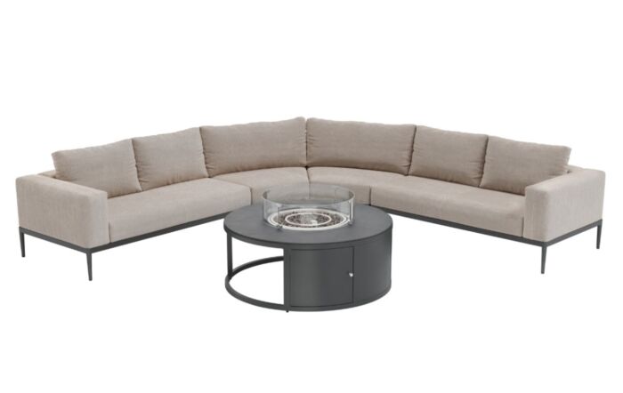 Maze Eve Grande Corner Sofa Set With Firepit - Oatmeal