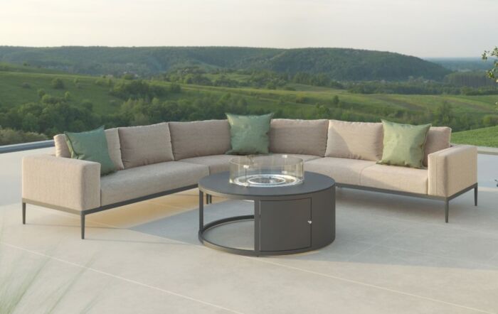 Maze Eve Grande Corner Sofa Set With Firepit - Oatmeal Maze Eve Grande Corner Sofa Set With Firepit - Oatmeal