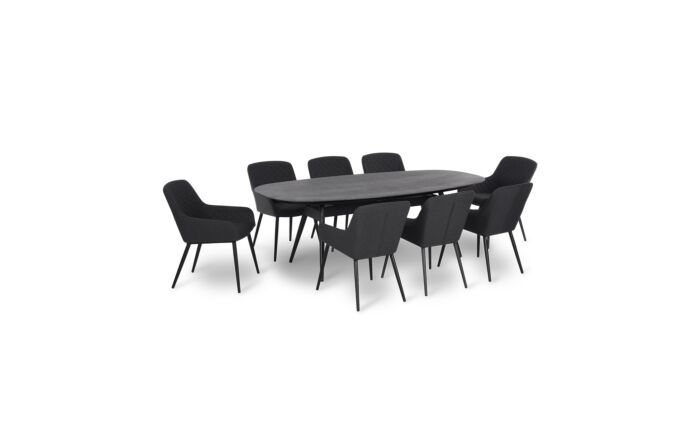 Maze Zest 8 Seat Dining Set with Fire Pit  - Charcoal Maze Zest 8 Seat Dining Set with Fire Pit  - Charcoal