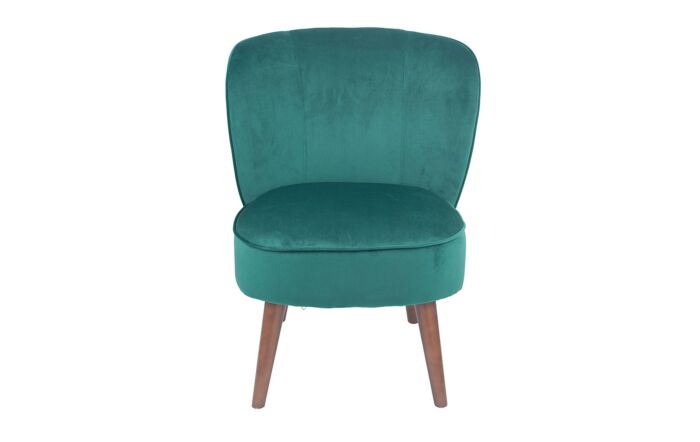 Pacific Lifestyle Rimini Forest Green Velvet Retro Cocktail Chair with Walnut Effect Legs