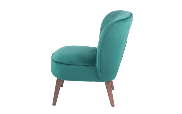 Pacific Lifestyle Rimini Forest Green Velvet Retro Cocktail Chair with Walnut Effect Legs