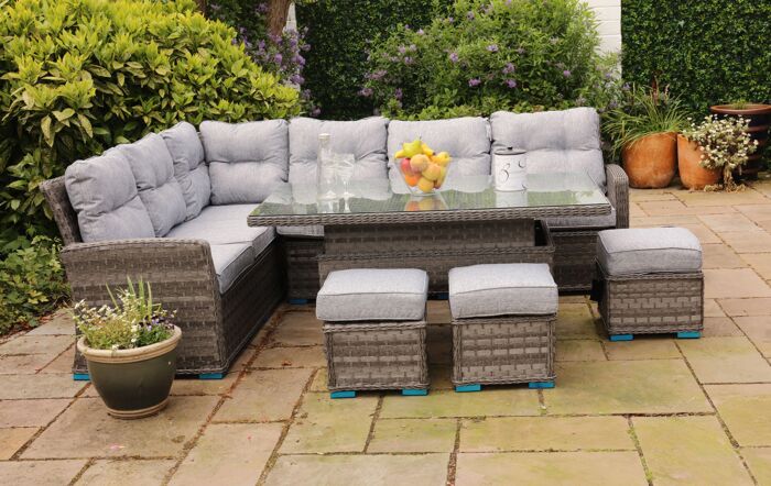 Garda Adjustable Casual High Back Corner Dining Set