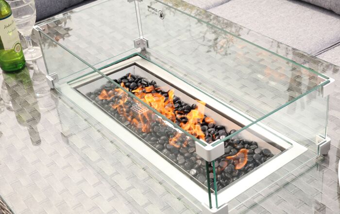 Garda Large Casual Firepit Table & Corner Sofa Set with Stools