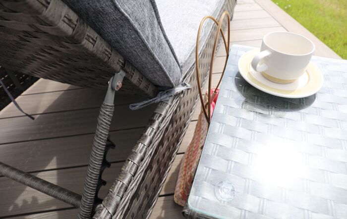 Garda Grey Rattan Sun Lounger with Side Table