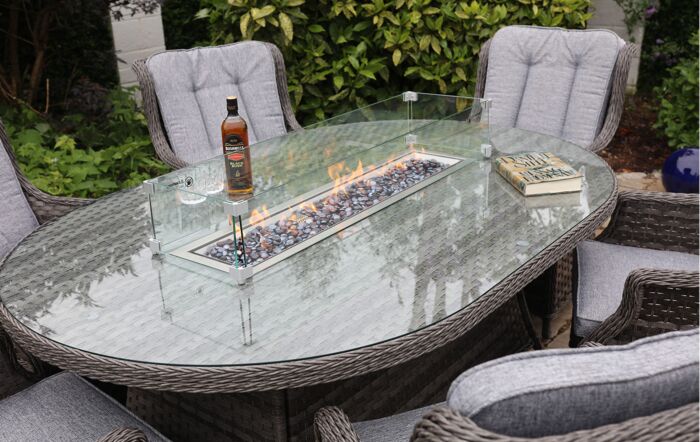 Garda 6 Seater Oval Fire Pit Dining Set