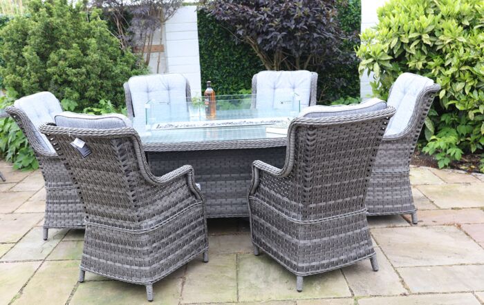 Garda 6 Seater Oval Fire Pit Dining Set