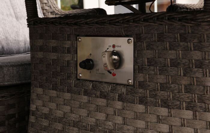 Garda 4 Seater Round Fire Pit Dining Set with High Back Chairs