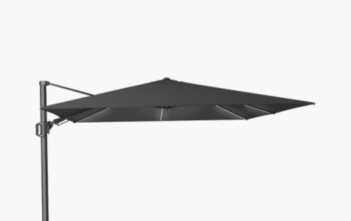 Pacific Lifestyle Glow Challenger T2 3m Square Manhattan Grey Free Arm Parasol With 90kg Wheeled Base