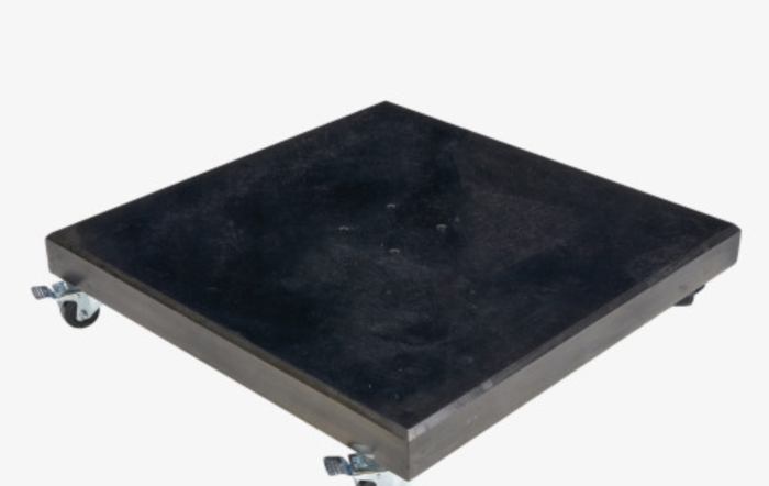 Pacific Lifestyle Glow Challenger T2 3m Square Manhattan Grey Free Arm Parasol With 90kg Wheeled Base