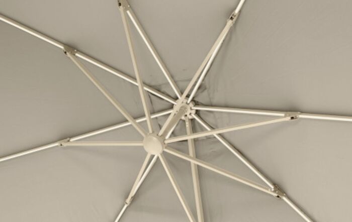 Pacific Lifestyle Glow Challenger T2 3m Square Sandstone-Champagne Free Arm Parasol And 90KG Wheeled Base