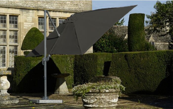Bramblecrest Lichfield 2.7m Square Side Post Parasol with Granite Base & FREE Protective Cover - Grey Bramblecrest Lichfield 2.7m Square Side Post Parasol with Granite Base & FREE Protective Cover - Grey