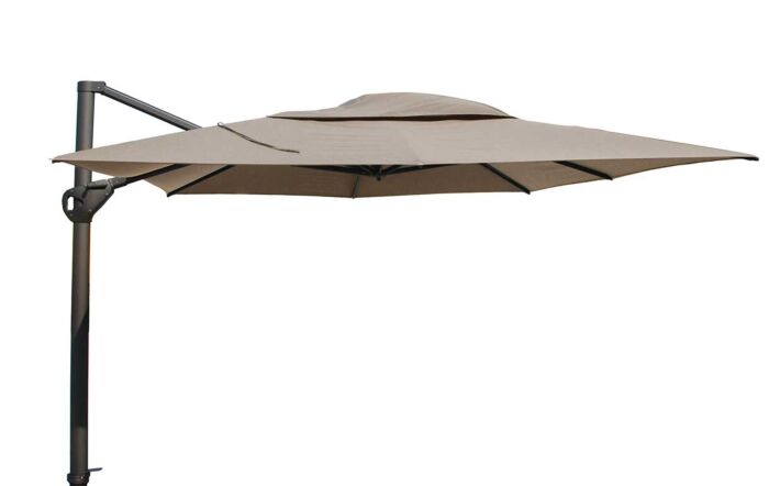 Four Seasons Outdoor Hacienda 300 x 400 cm Parasol with 125kg Siesta Granite Grey Base with Wheels - Taupe Four Seasons Outdoor Hacienda 300 x 400 cm Parasol with 125kg Siesta Granite Grey Base with Wheels - Taupe