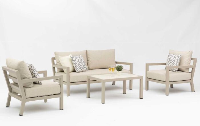 JB Furniture Exclusive Hartforth Two Seat Aluminium Sofa Set - Cream
