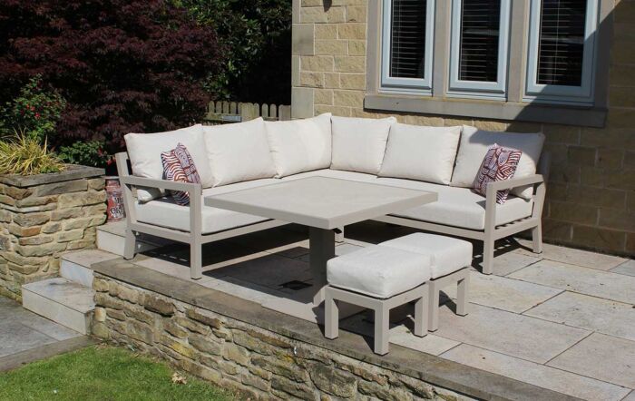 JB Furniture Exclusive Hartforth Piston Adjustable Garden Corner Sofa Set - Cream