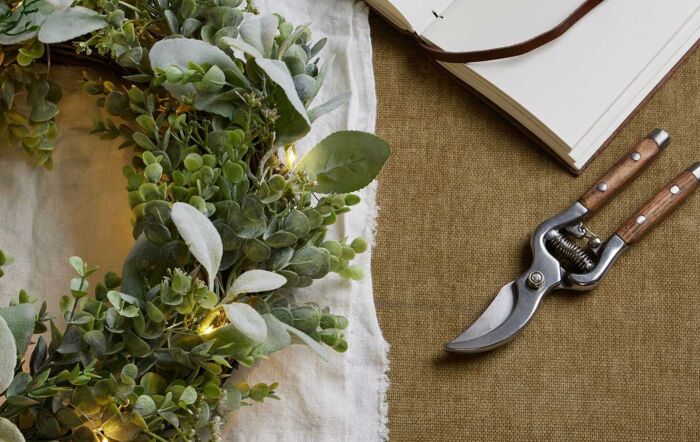 Hill Interiors LED Winter Wreath With Eucalyptus And Lambs Ear