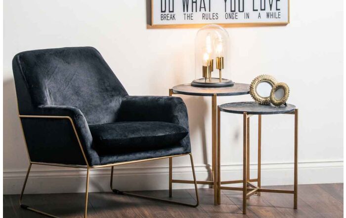 Hill Interiors Set Of 2 Gold & Black Marble Tables Hill Interiors Set Of 2 Gold & Black Marble Tables