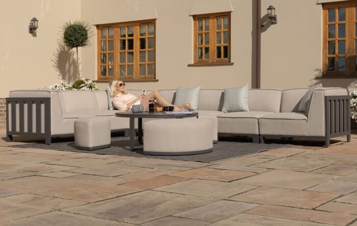 Maze Ibiza Large Corner Sofa Set with Round Coffee Table & Footstools