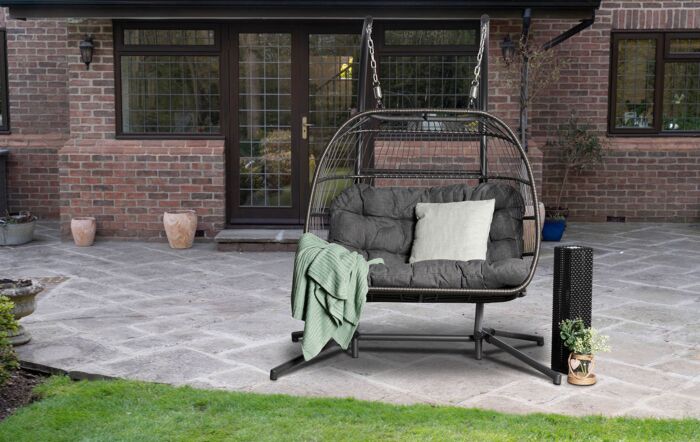 Folding Double Rope Grey Hanging Egg Cocoon Chair Folding Double Rope Grey Hanging Egg Cocoon Chair