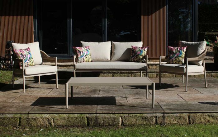 JB Furniture Exclusive Jesmond Two Seat Rope and Aluminium Sofa Set - Beige