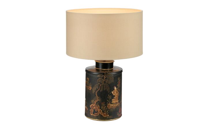 Pacific Lifestyle Landscape Black Hand Painted Metal Table Lamp