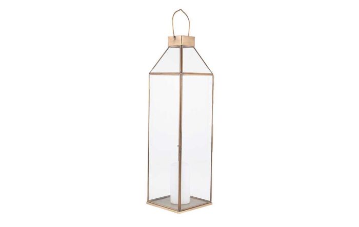 Pacific Lifestyle Shiny Brass Metal & Glass Square Large Lantern Pacific Lifestyle Shiny Brass Metal & Glass Square Large Lantern