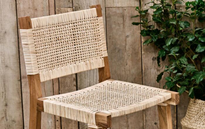 Nkuku Madrisana Acacia & Rattan Bar Stool Nkuku Madrisana Acacia & Rattan Bar Stool