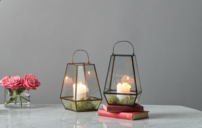 Pacific Lifestyle Matt Black Metal & Clear Glass Geo Lantern Pacific Lifestyle Matt Black Metal & Clear Glass Geo Lantern