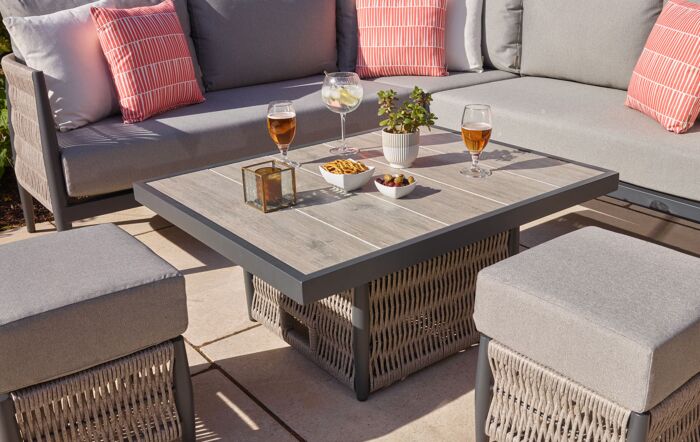 Bramblecrest Mauritius Small Corner Sofa with Mini Adjustable Table - Eco Cobble Bramblecrest Mauritius Small Corner Sofa with Mini Adjustable Table - Eco Cobble