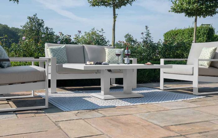 Maze Amalfi 2 Seat Sofa Set with Rising Table - White