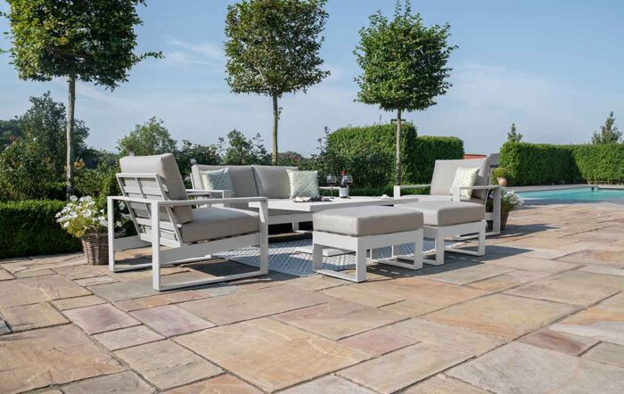 Maze Amalfi 2 Seat Sofa Set with Rising Table - White