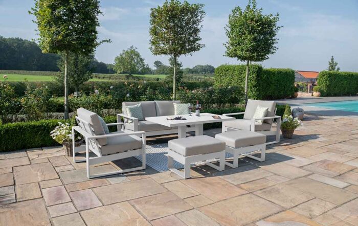 Maze Amalfi 2 Seat Sofa Set with Rising Table - White