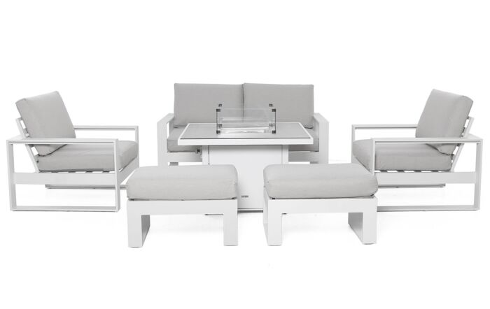 Maze Amalfi 2 Seat Sofa Set with Fire Pit Table - White Maze Amalfi 2 Seat Sofa Set with Fire Pit Table - White