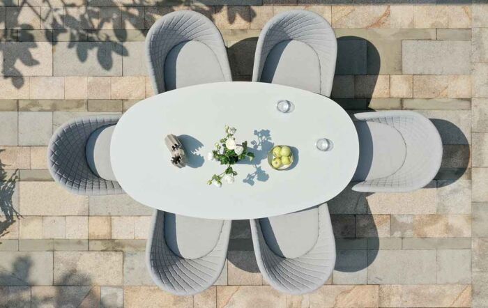 Maze Ambition 6 Seat Oval Dining Set - Lead Chine Maze Ambition 6 Seat Oval Dining Set - Lead Chine