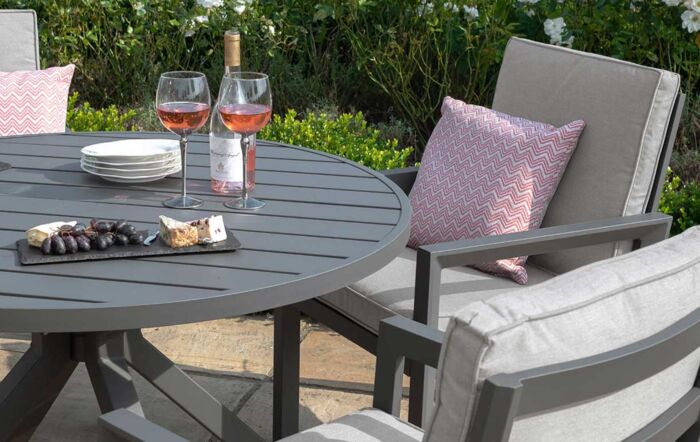 Maze New York 4 Seat Round Dining Set - Dove Grey Maze New York 4 Seat Round Dining Set - Dove Grey