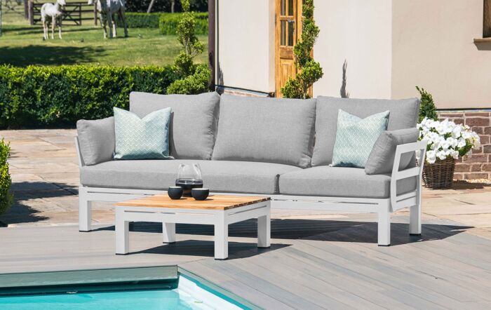 Maze Oslo Chaise Outdoor Sofa Set - White Maze Oslo Chaise Outdoor Sofa Set - White