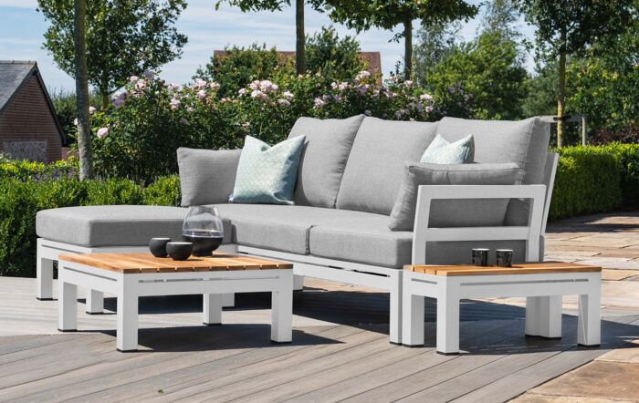 Maze Oslo Chaise Outdoor Sofa Set - White Maze Oslo Chaise Outdoor Sofa Set - White