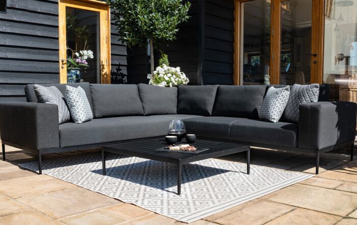 Maze Eve Outdoor Fabric Corner Sofa Set - Charcoal Maze Eve Outdoor Fabric Corner Sofa Set - Charcoal
