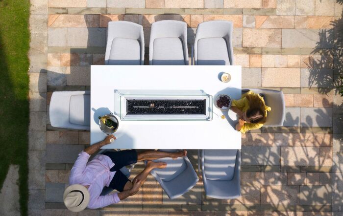 Maze Regal Outdoor Fabric 8 Seat Bar Set with Fire Pit - Lead Chine Maze Regal Outdoor Fabric 8 Seat Bar Set with Fire Pit - Lead Chine