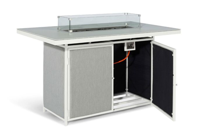 Maze Regal Outdoor Fabric 8 Seat Bar Set with Fire Pit - Lead Chine Maze Regal Outdoor Fabric 8 Seat Bar Set with Fire Pit - Lead Chine