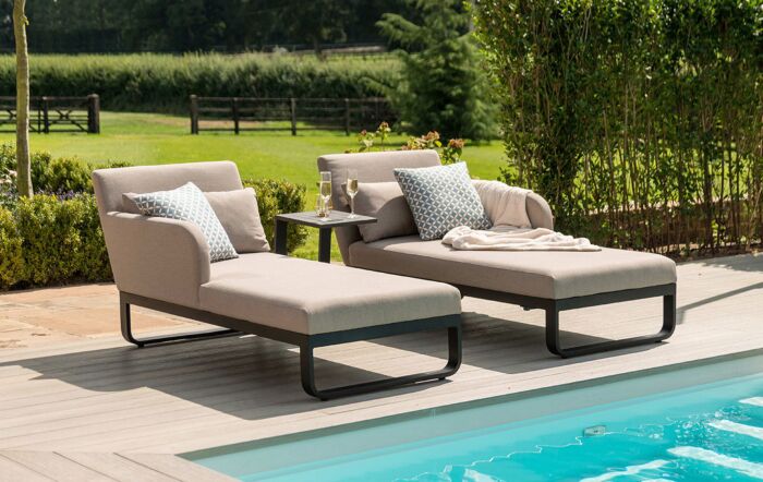 Maze Unity Outdoor Fabric Double Sun Lounger - Taupe Maze Unity Outdoor Fabric Double Sun Lounger - Taupe
