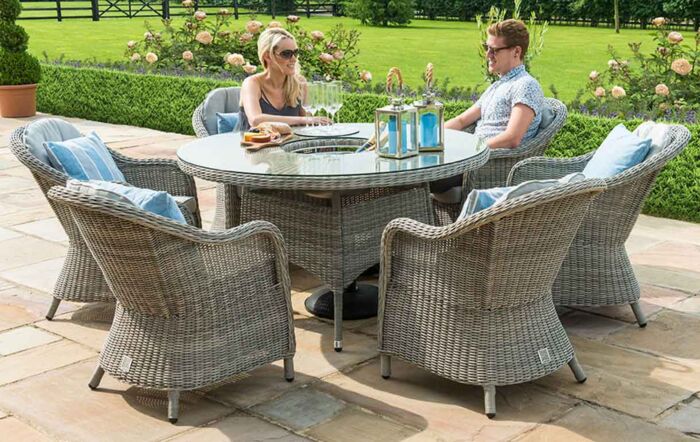 Maze Oxford 6 Seat Round Dining Set with Ice Bucket and Lazy Susan Maze Oxford 6 Seat Round Dining Set with Ice Bucket and Lazy Susan