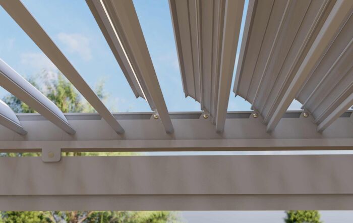 Maze Pergola 4m x 4m  With 4 Drop Sides & LED Lighting - White Maze Pergola 4m x 4m  With 4 Drop Sides & LED Lighting - White