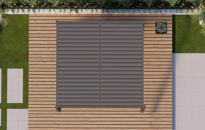Maze Pergola Aluminium Square 4 x 4m with 4 Drop Sides & LED Lighting - Grey Maze Pergola Aluminium Square 4 x 4m with 4 Drop Sides & LED Lighting - Grey