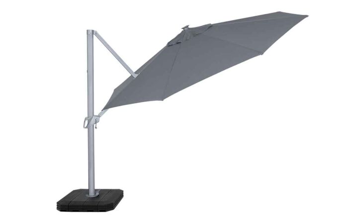 Maze Zeus LED 3.5M Round Cantilever Parasol & Base - Grey Maze Zeus LED 3.5M Round Cantilever Parasol & Base - Grey