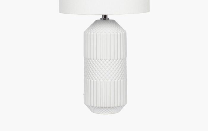 Pacific Lifestyle Meribel White Geo Textured Tall Ceramic Table Lamp Pacific Lifestyle Meribel White Geo Textured Tall Ceramic Table Lamp