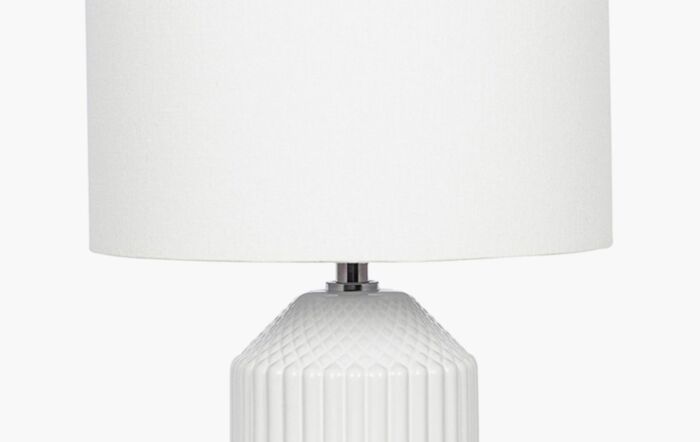 Pacific Lifestyle Meribel White Geo Textured Tall Ceramic Table Lamp Pacific Lifestyle Meribel White Geo Textured Tall Ceramic Table Lamp