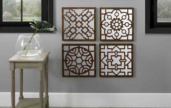 Pacific Lifestyle Set of 4 Square Mirrored Wall Art Pacific Lifestyle Set of 4 Square Mirrored Wall Art