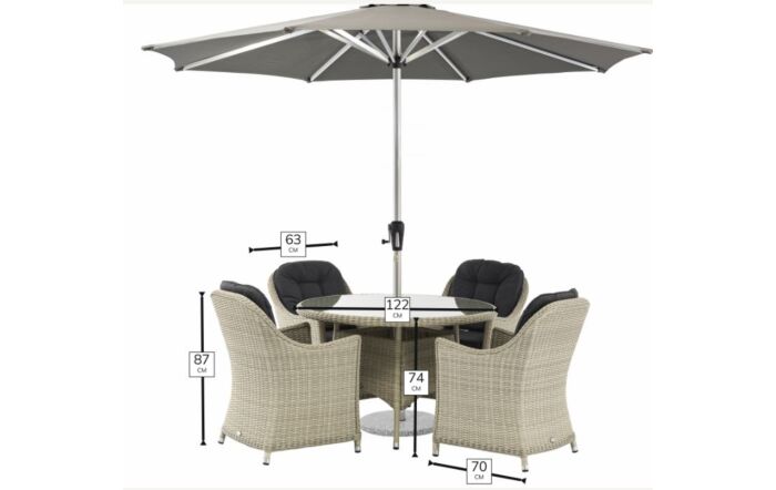 Bramblecrest Monterey 4 Seater Round Dining Set with Parasol - Grey Bramblecrest Monterey 4 Seater Round Dining Set with Parasol - Grey