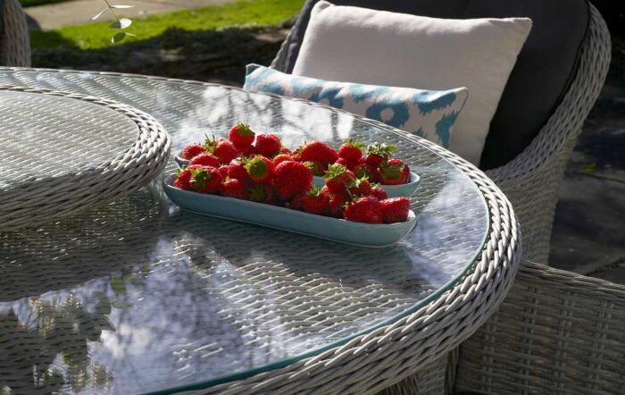 Bramblecrest Monterey 4 Seater Round Dining Set with Parasol - Grey Bramblecrest Monterey 4 Seater Round Dining Set with Parasol - Grey